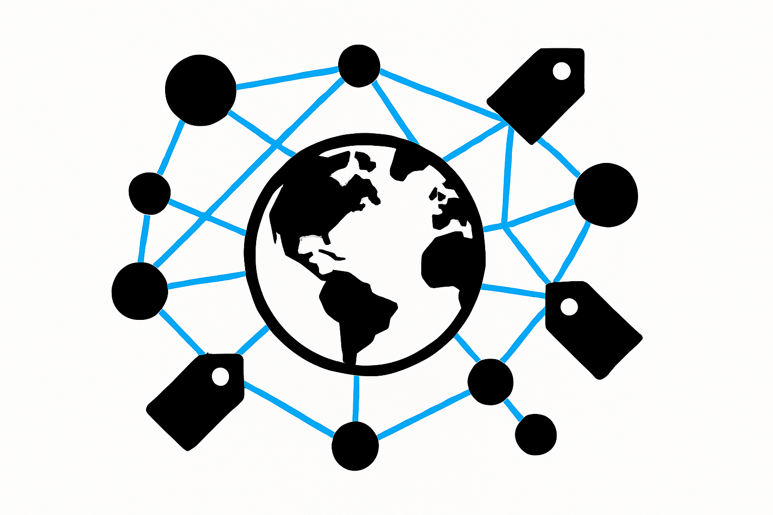 Abstract diagram of a global proxy node network